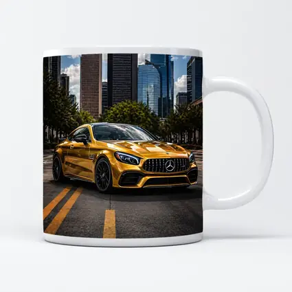 Gold Mercedes AMG GT City Skyline
