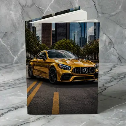 Gold Mercedes AMG GT City Skyline