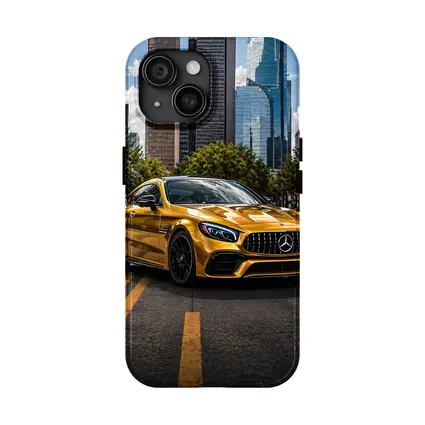 Gold Mercedes AMG GT City Skyline