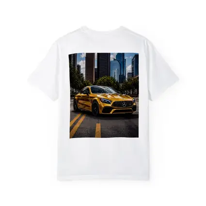 Gold Mercedes AMG GT City Skyline