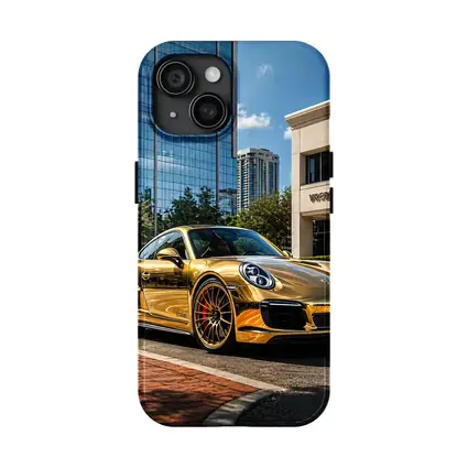 Gold Porsche 911 City Urban Background