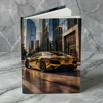 Gold Lamborghini Aventador City Street Scene