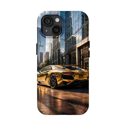 Gold Lamborghini Aventador City Street Scene