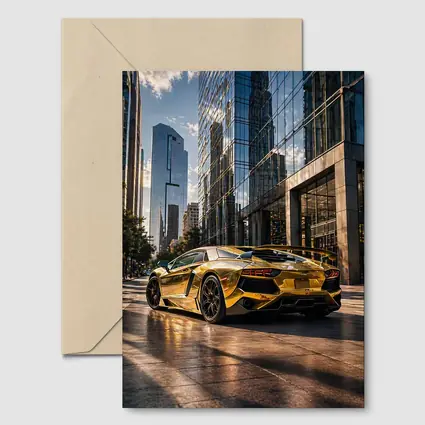 Gold Lamborghini Aventador City Street Scene