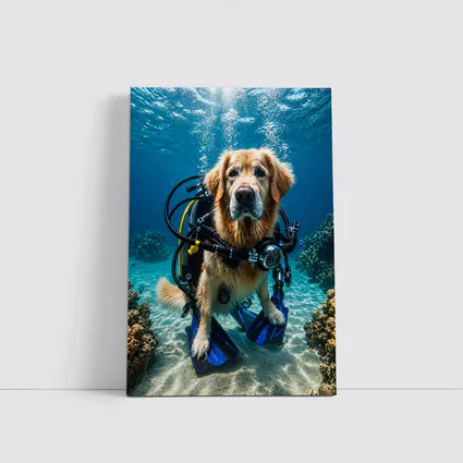 Golden Retriever Scuba Diver Underwater Ocean