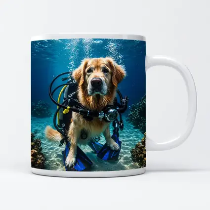 Golden Retriever Scuba Diver Underwater Ocean