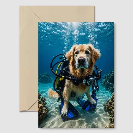 Golden Retriever Scuba Diver Underwater Ocean