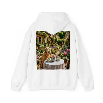 Golden Retriever Tea Time Cottage Garden