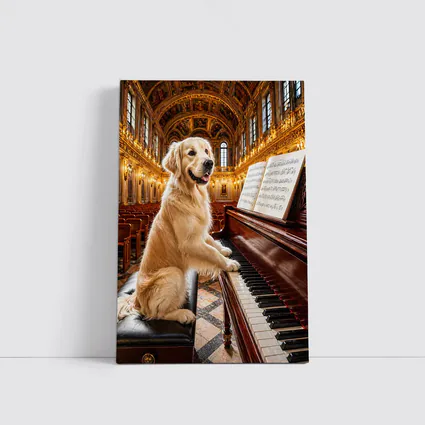 Golden Retriever Playing Piano Concert Hall