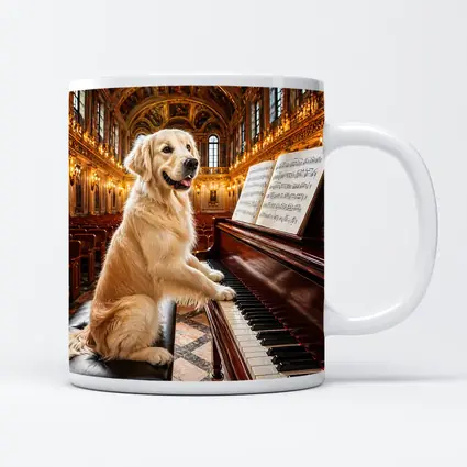 Golden Retriever Playing Piano Concert Hall