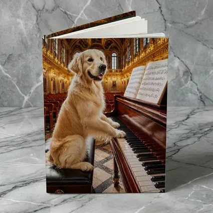 Golden Retriever Playing Piano Concert Hall