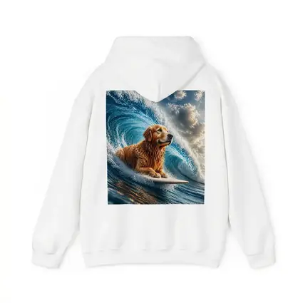 Golden Retriever Surfing Giant Ocean Wave