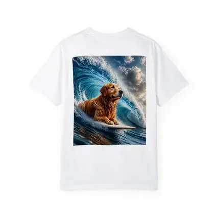 Golden Retriever Surfing Giant Ocean Wave