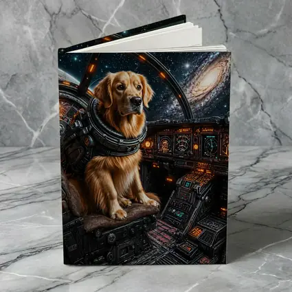 Golden Retriever Pilot In Space Cockpit