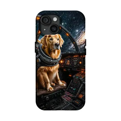 Golden Retriever Pilot In Space Cockpit