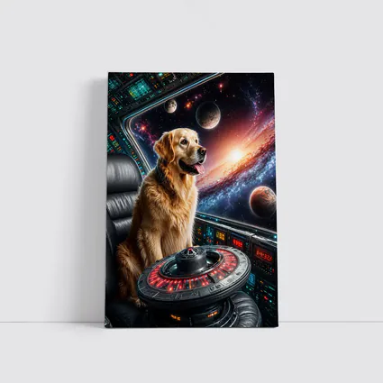 Golden Retriever Pilot In Galaxy Space