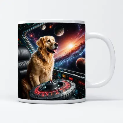 Golden Retriever Pilot In Galaxy Space
