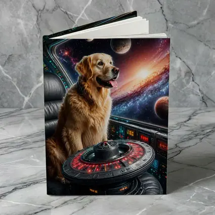 Golden Retriever Pilot In Galaxy Space