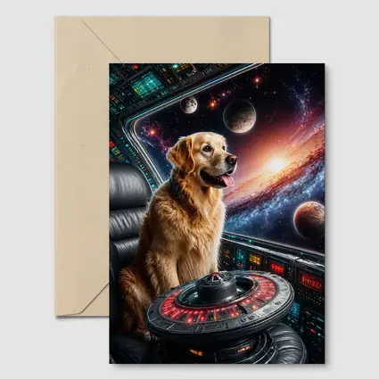 Golden Retriever Pilot In Galaxy Space