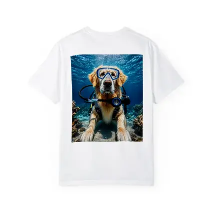 Golden Retriever Scuba Diving Underwater Coral