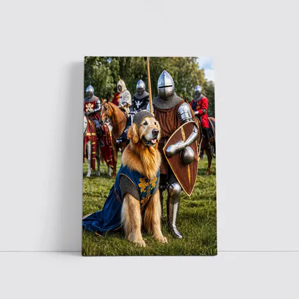 Golden Retriever Knight Medieval Tournament Scene
