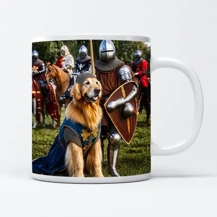Golden Retriever Knight Medieval Tournament Scene