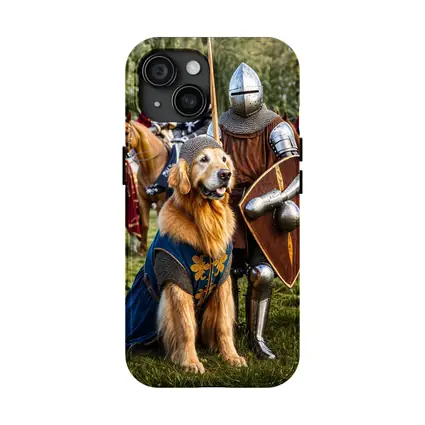 Golden Retriever Knight Medieval Tournament Scene