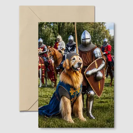 Golden Retriever Knight Medieval Tournament Scene