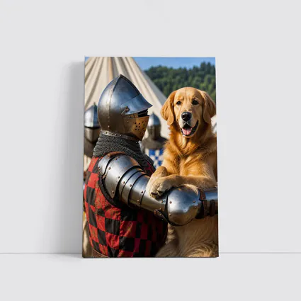 Golden Retriever Knight Medieval Tournament Scene