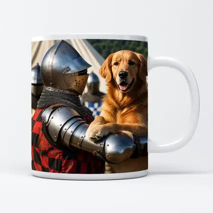 Golden Retriever Knight Medieval Tournament Scene