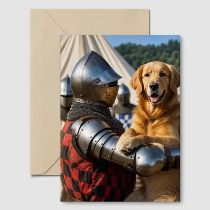 Golden Retriever Knight Medieval Tournament Scene