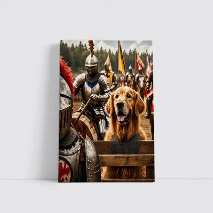 Golden Retriever Knight Medieval Tournament Battle