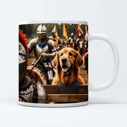 Golden Retriever Knight Medieval Tournament Battle