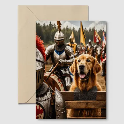 Golden Retriever Knight Medieval Tournament Battle