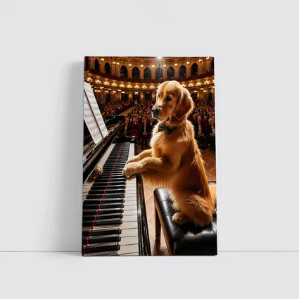 Golden Retriever Playing Piano Concert Hall