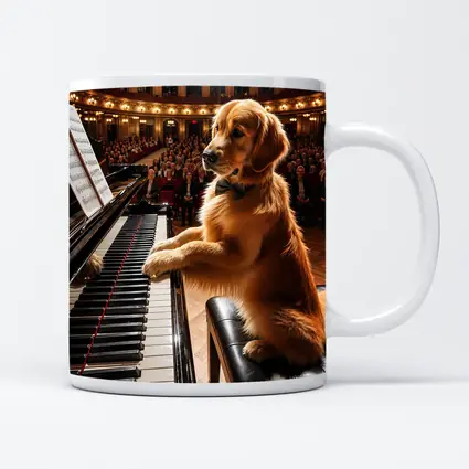 Golden Retriever Playing Piano Concert Hall