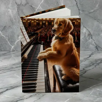 Golden Retriever Playing Piano Concert Hall