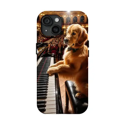 Golden Retriever Playing Piano Concert Hall