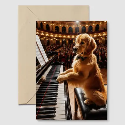 Golden Retriever Playing Piano Concert Hall