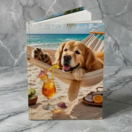 Golden Retriever Relaxing Beach Hammock Summer