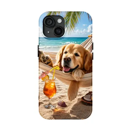 Golden Retriever Relaxing Beach Hammock Summer
