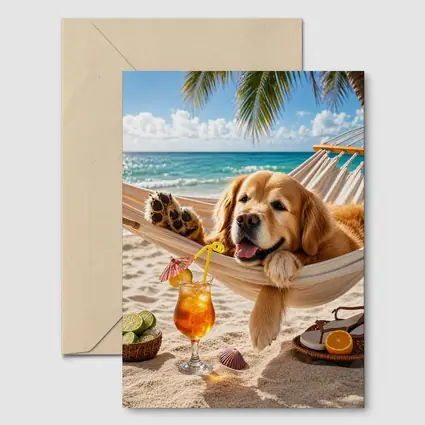 Golden Retriever Relaxing Beach Hammock Summer