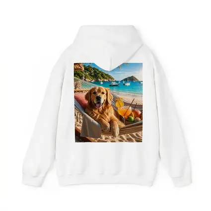 Golden Retriever Relaxing on Beach Hammock