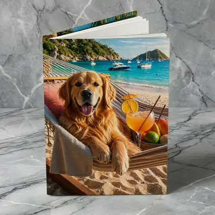 Golden Retriever Relaxing on Beach Hammock
