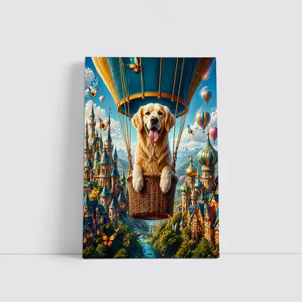 Golden Retriever Hot Air Balloon Fantasy Castle