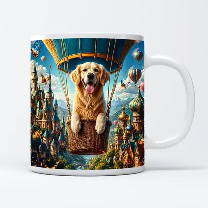 Golden Retriever Hot Air Balloon Fantasy Castle
