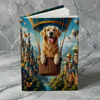 Golden Retriever Hot Air Balloon Fantasy Castle