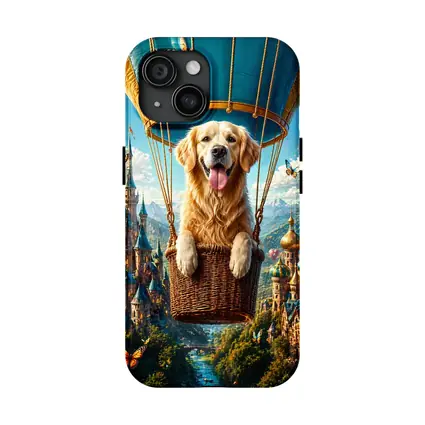Golden Retriever Hot Air Balloon Fantasy Castle