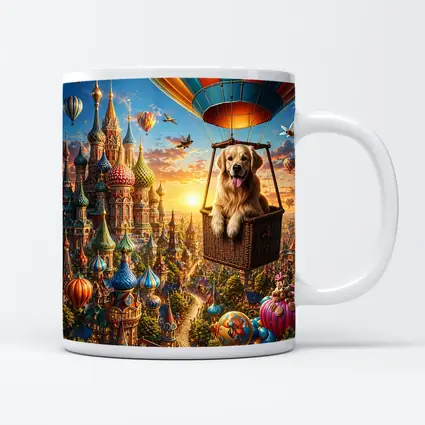 Golden Retriever Hot Air Balloon Fairytale City