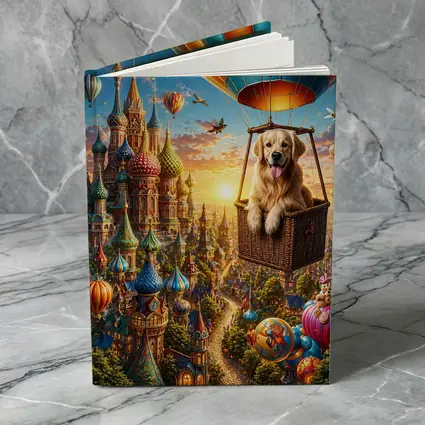 Golden Retriever Hot Air Balloon Fairytale City